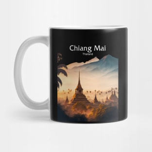 Chiang Mai Thailand No. 1: Mountain Paradise; Temples in Northern Thailand on a Dark Background Mug